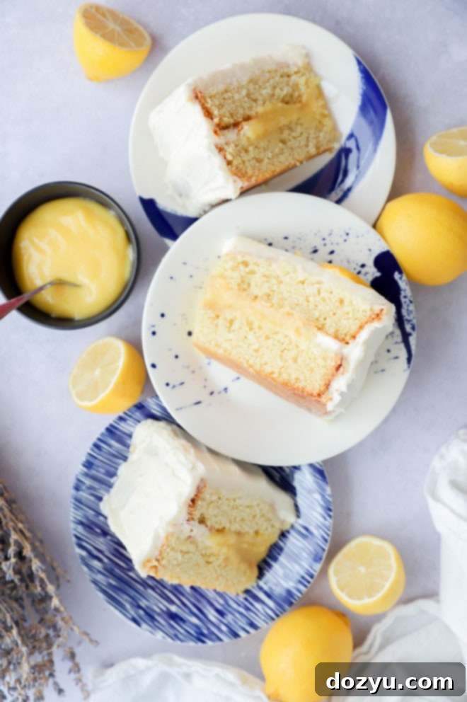 Slices of Lavender Lemon Curd Cake