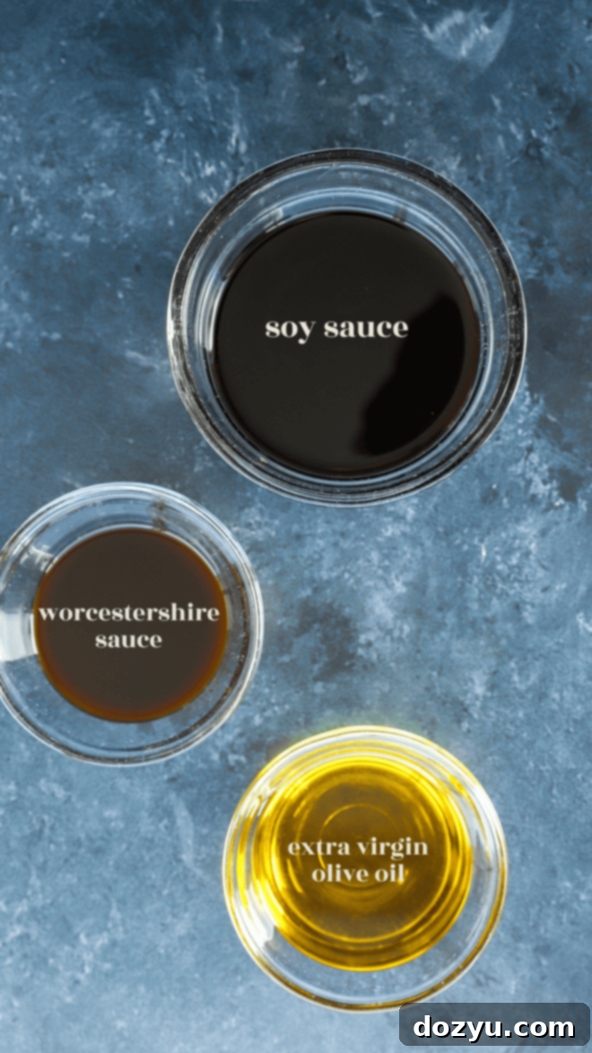 3-Ingredient Steak Marinade ingredients image with text labels