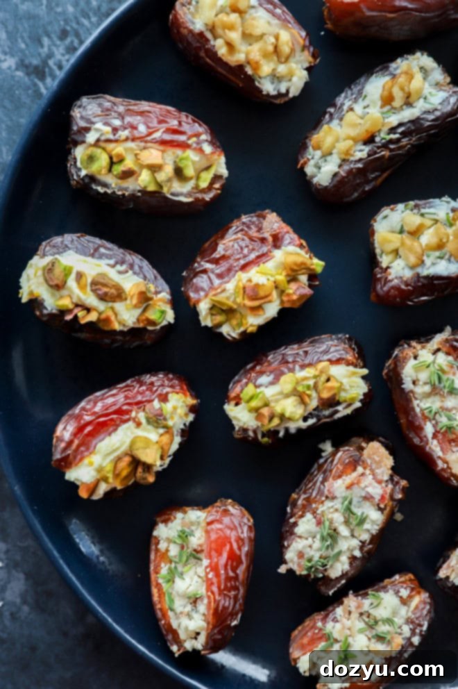 Plate of stuffed dates different ways