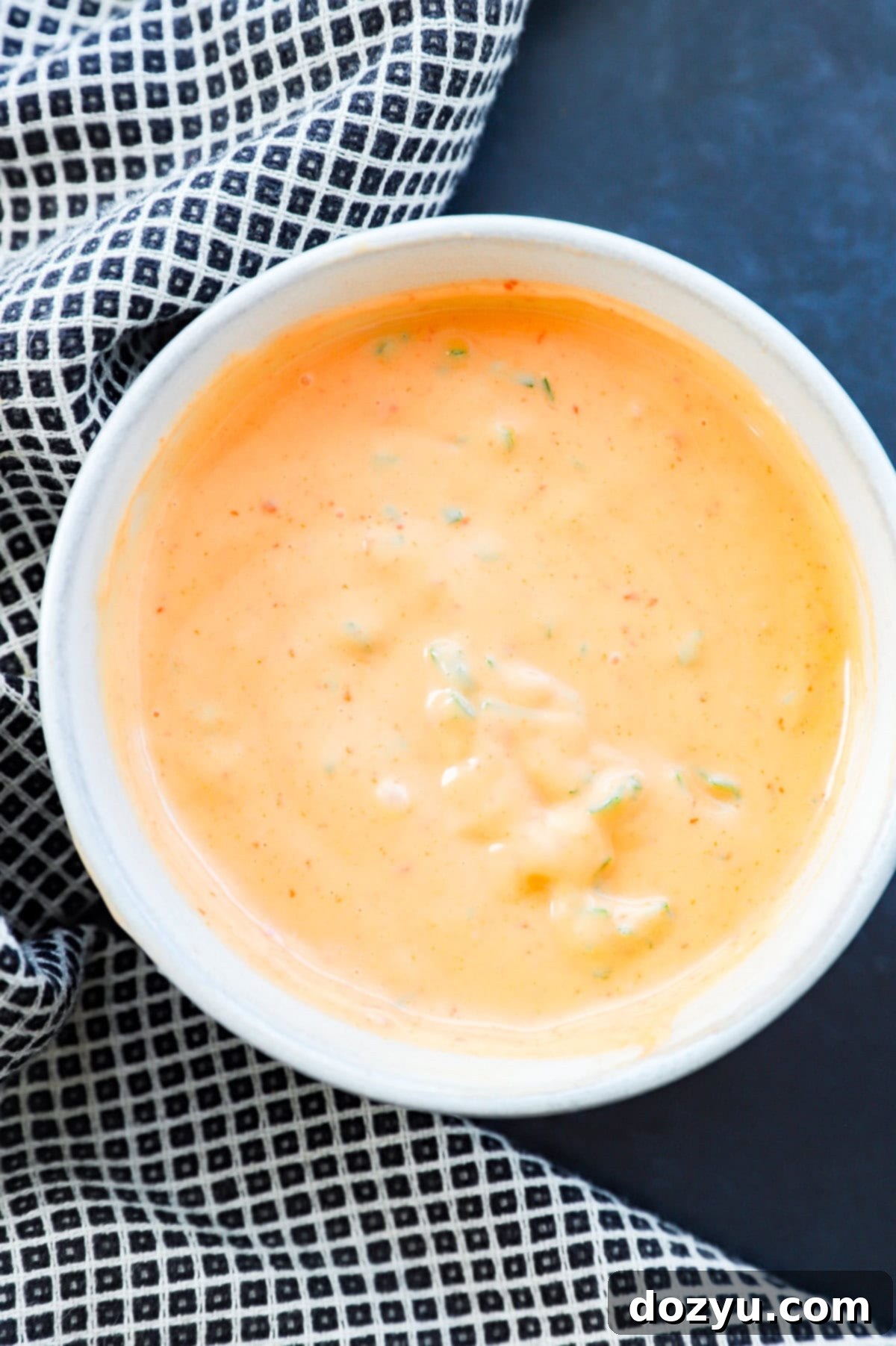 Easy chili spread with linen in a bowl