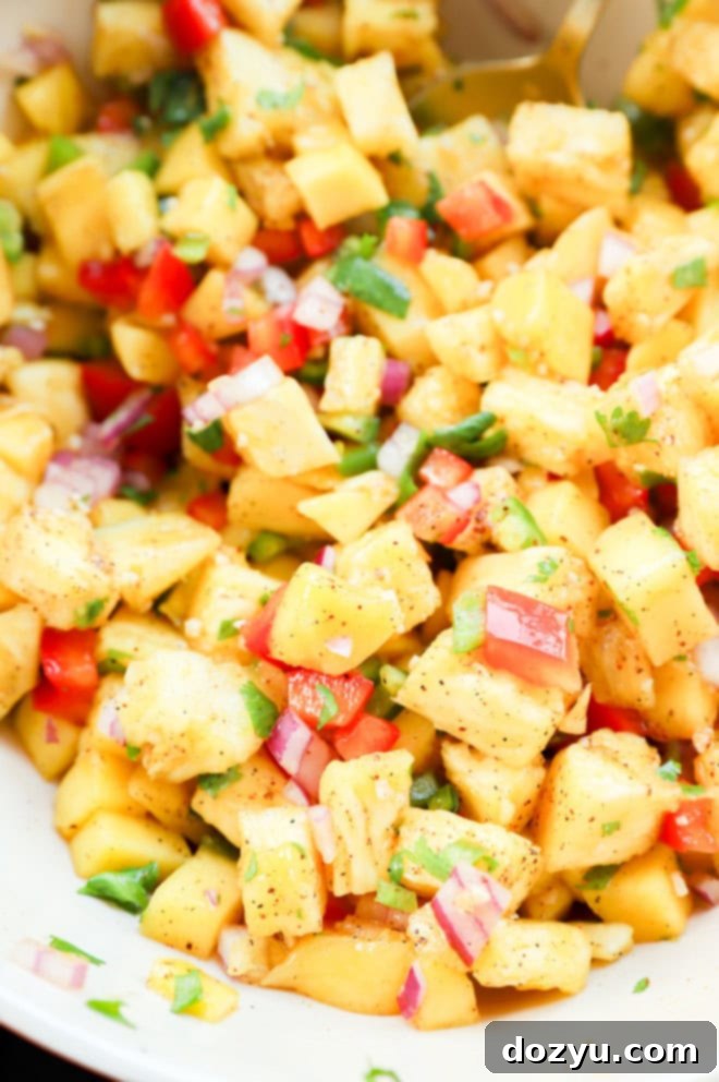 bowl of fruity appetizer with tortilla chips