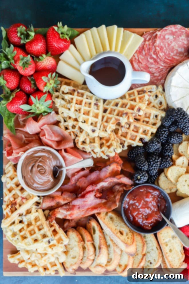 Fresh morning food favorites on a platter, showcasing variety and abundance