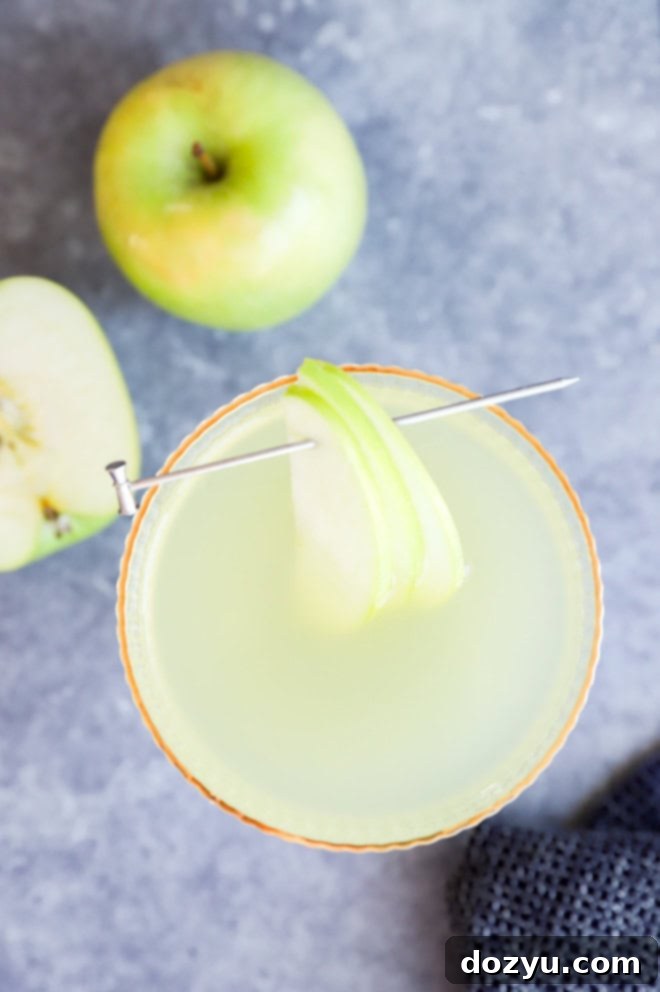 apples and fall cocktail in glass with garnish