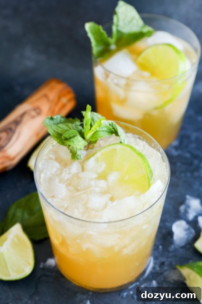 Ipanema Mocktail 8 passion fruit and lime mocktail in glasses with muddler and lime