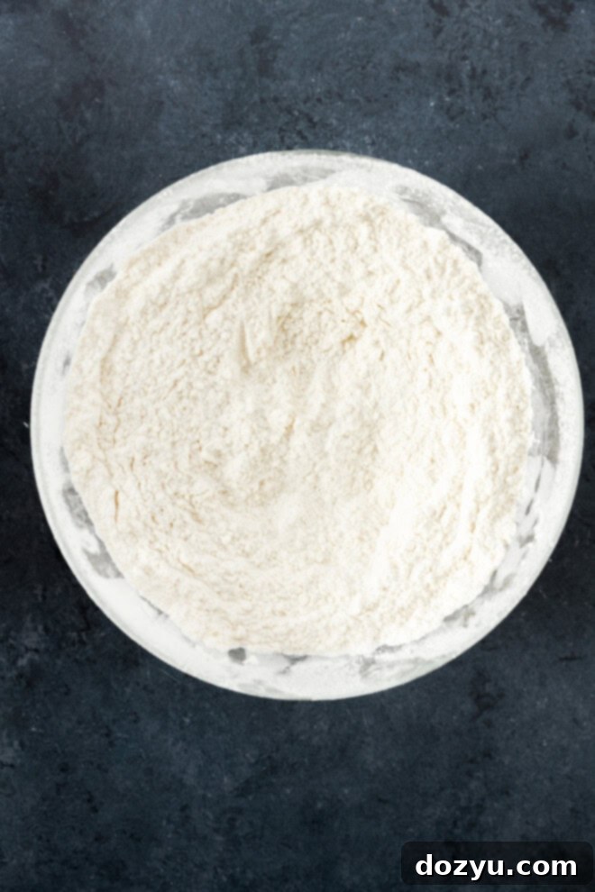 dry ingredients whisked and sifted together in a bowl