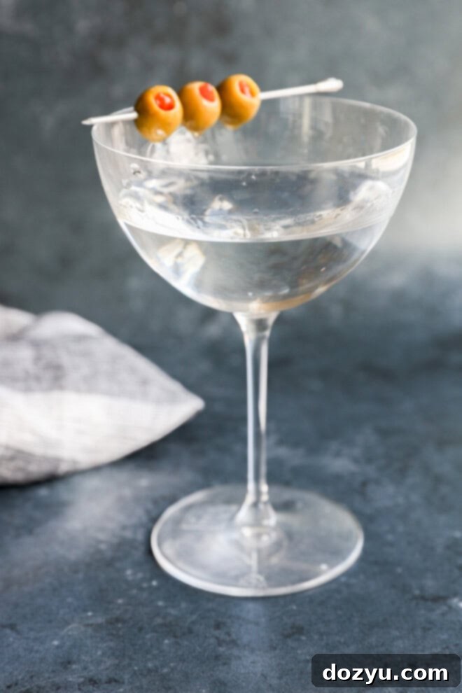 Classic Gin Martini 5 easy cocktail recipe served in chilled coupe glass