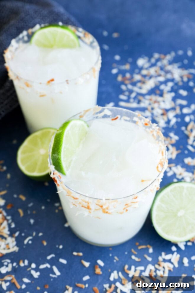 Easy tropical cocktail for the summertime garnished with lime