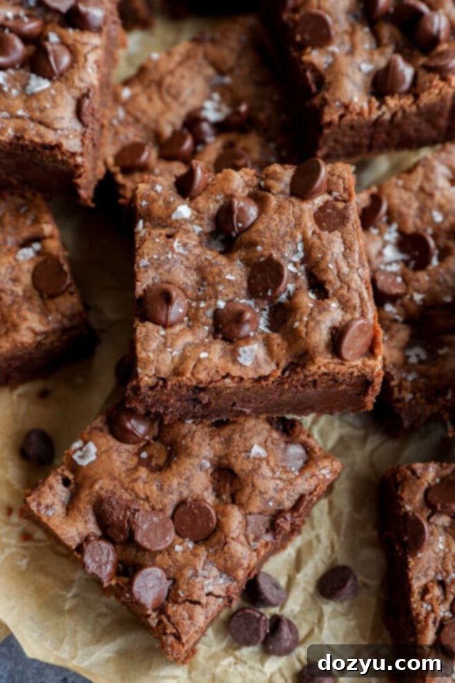 easy dessert baked in a pan cut into squares with flaky sea salt on top