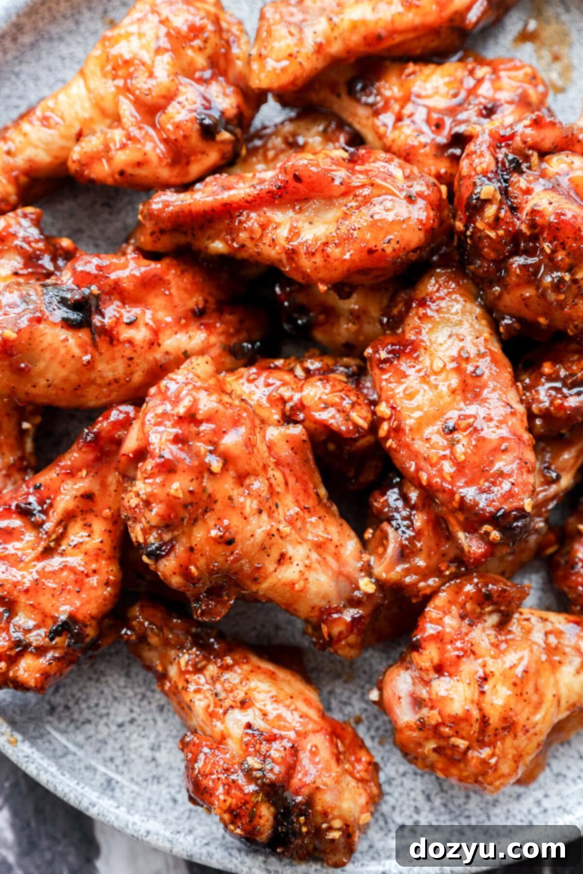 bbq poultry appetizer on grey platter