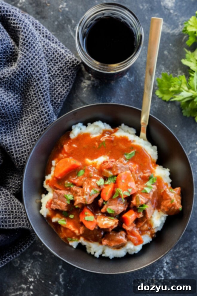 Instant Pot Beef Bourguignon with wine