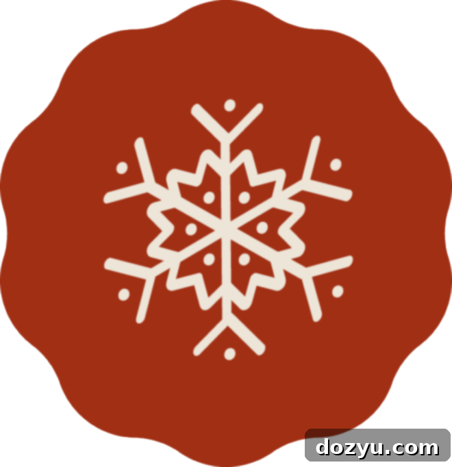 A white snowflake icon with geometric details is centered on a scalloped, circular maroon background.