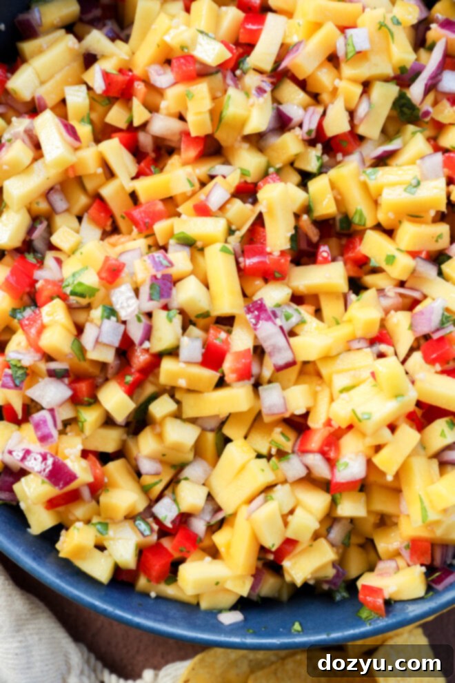 Close-up of mango habanero salsa.